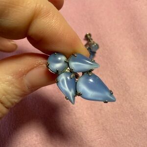 Vintage blue milk glass screw back earrings